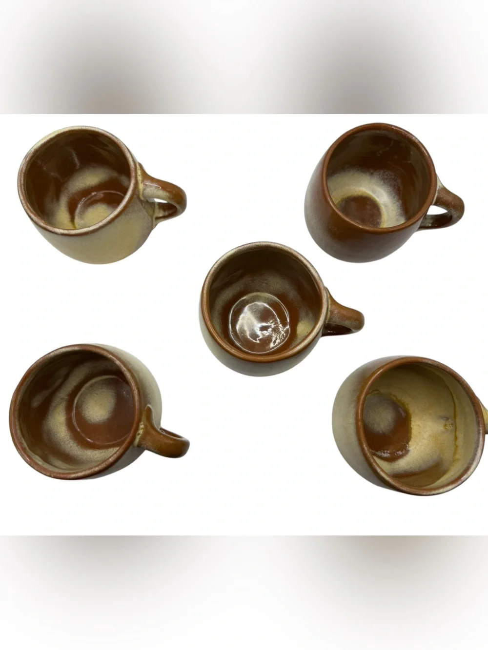 Vintage Frankoma Artisan Desert Tan Ceramic Coffee Cup & Saucer Set - 5 Pieces